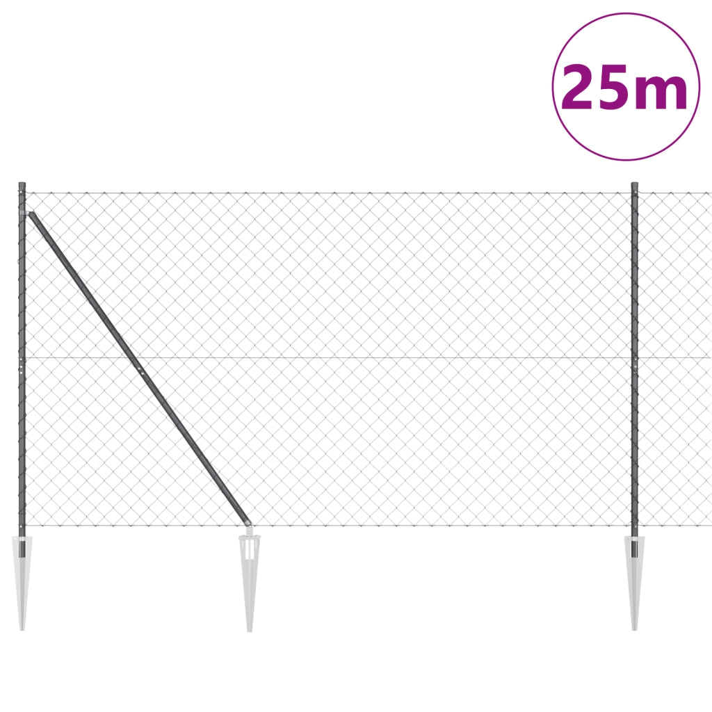 Recinzione a Maglie Set di 2 Grigio Metallo 25 x 1,5 m