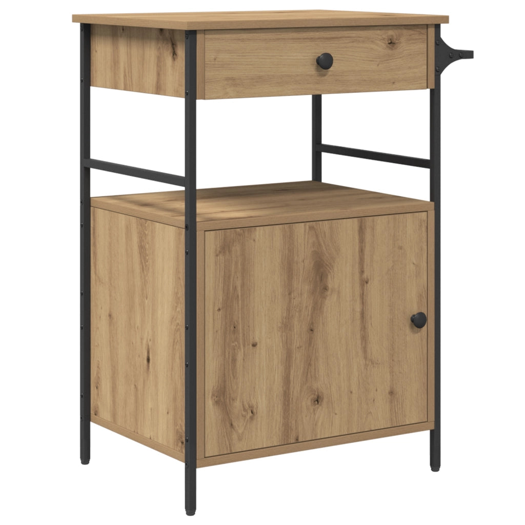 Carrello da Cucina Rovere Artigianale 56x43x89.5 cm Legno Ingegnerizzato
