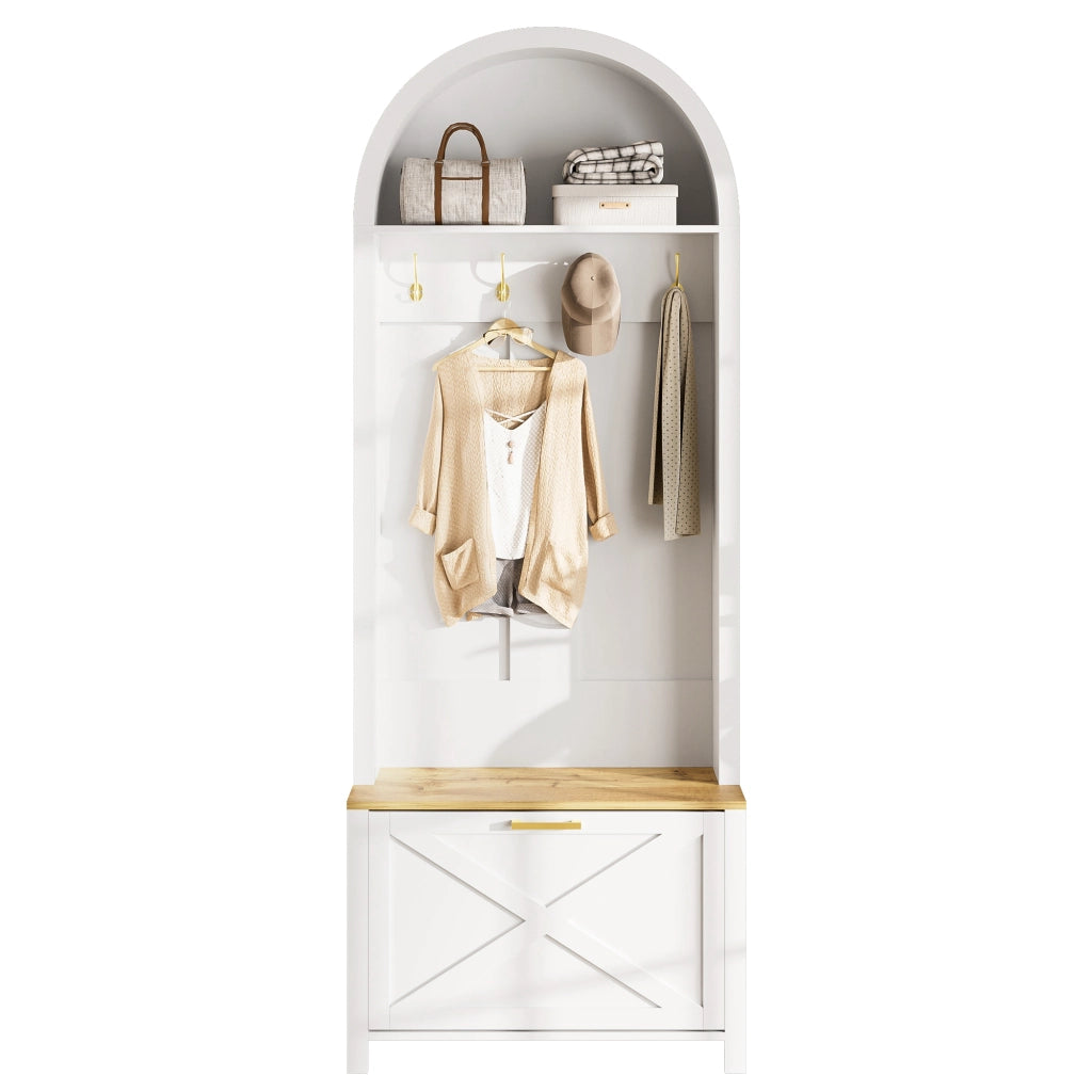 Armadio multifunzionale con scarpiera, ripiano e ganci ¨C Appendiabiti per ingresso, struttura in MDF resistente, design moderno, robusti piedini in