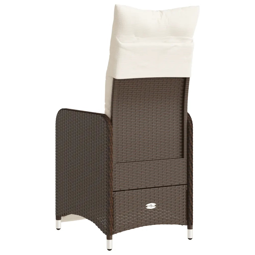 Sedia Reclinabile da Giardino | Sedie da Esterno con Cuscini Marrone in Polyrattan