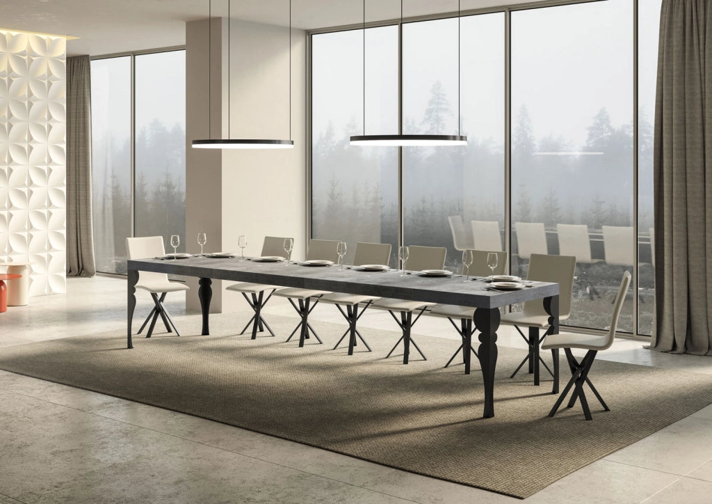 Tavolo allungabile 140/400x90 cm Paxon Premium cemento gambe antracite