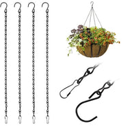 Set di 4 catene per portiera con ganci, catene per portiera in metallo nero 50 cm, portiera per piante, hanger per uccelliere, cesto per il cibo degli uccelli, supporto per lampioni e cartelli pubblicitari