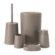 Set accessori bagno completo da 5 pezzi in plastica tortora Pop