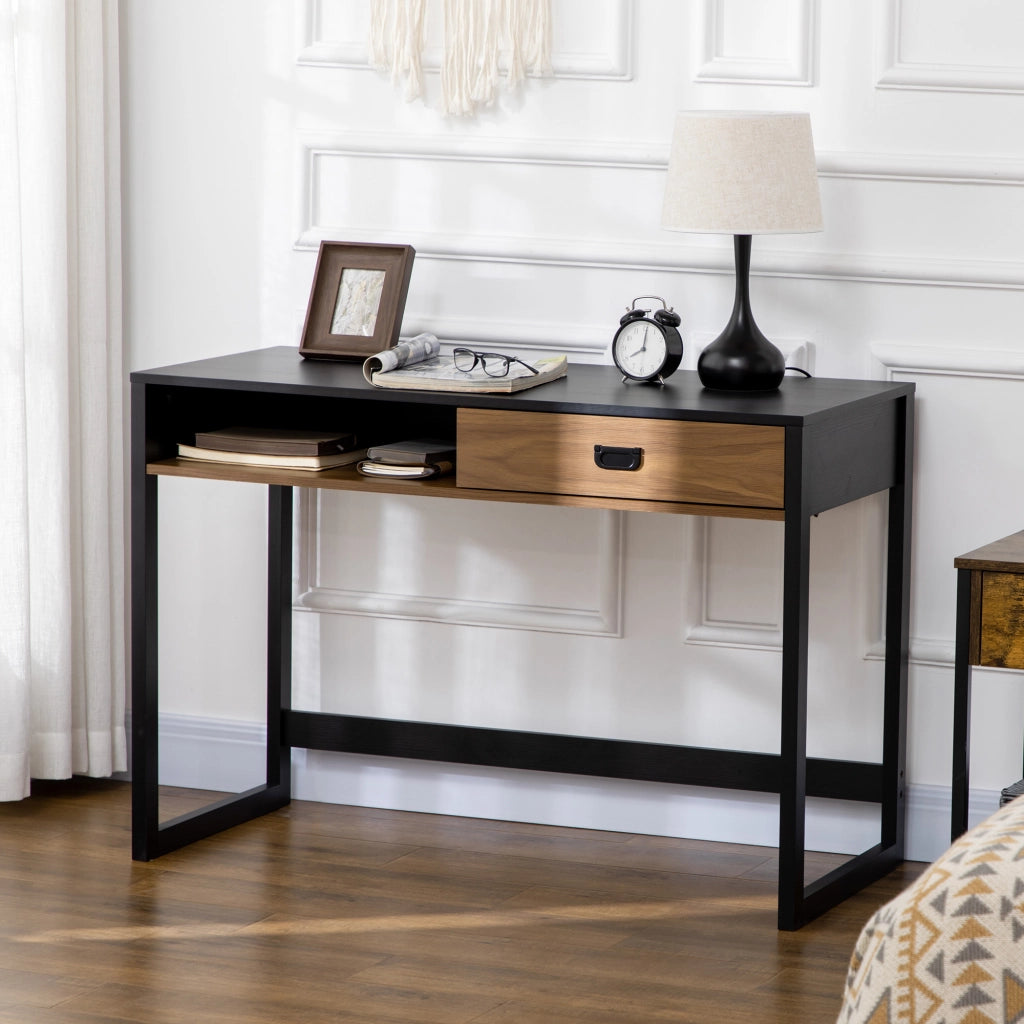 Scrivania Industriale con Cassetto ¨C Zephmum ¨C 110x50x76cm Noce Nero