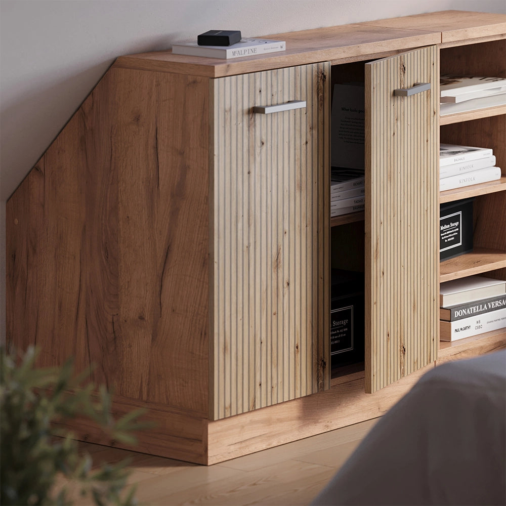 Mobile cucina sottotetto R-Line Rovere artigianale/Rovere dorato 80 cm con 2 porte, carcassa 60 cm profondità Vicco