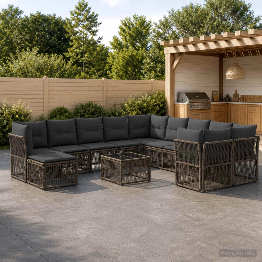 Set Divano da Giardino 12 pz Grigio polyrattan 3434456