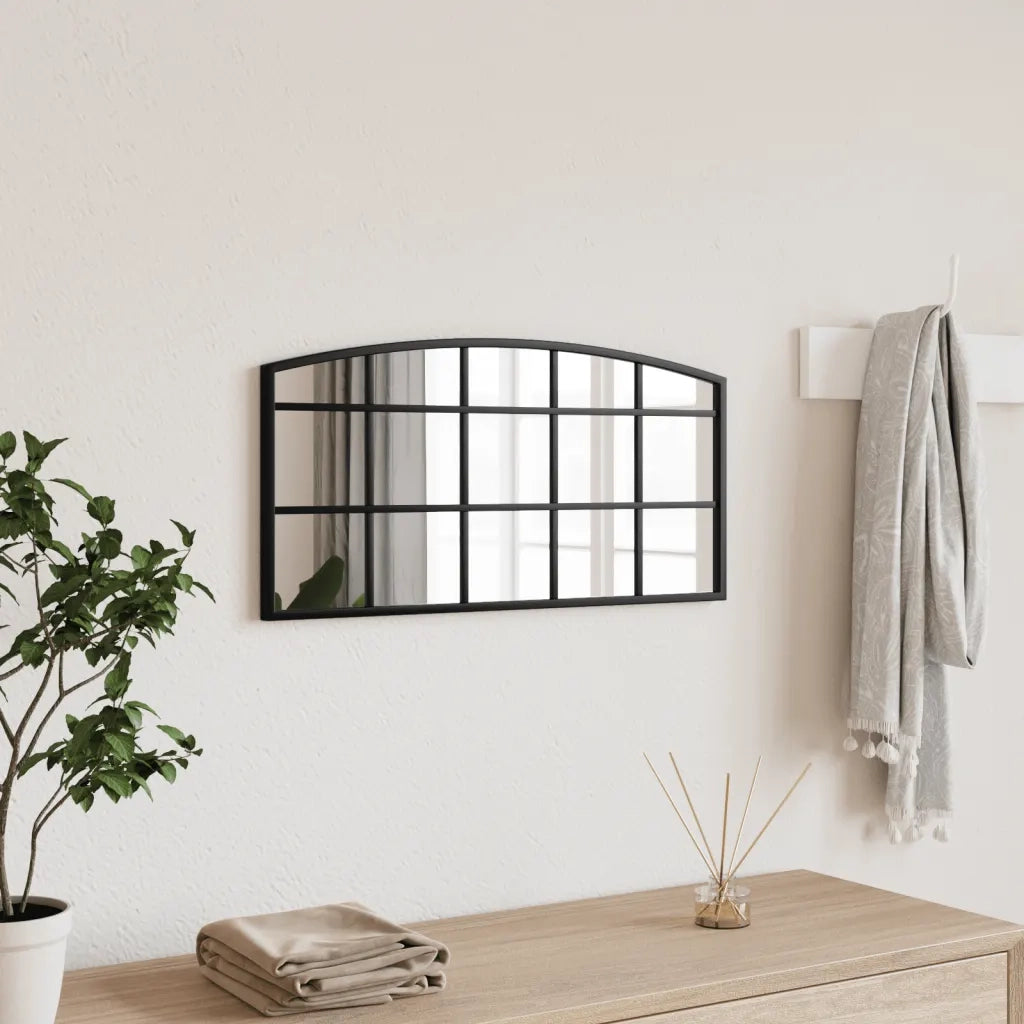 Specchio da Parete | Specchio decorativo Nero 60x30 cm Arco in Ferro