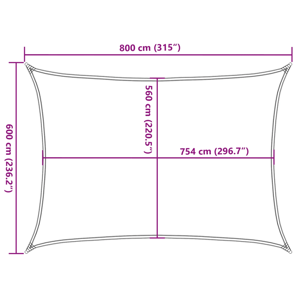 Vela Parasole | Telo Ombra | Vela da ombra Grigio Chiaro 8x6 m 100% Poliestere Oxford