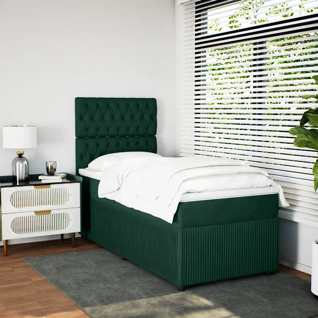 Giroletto a Molle con Materasso Verde Scuro 100x200 cm Velluto 3294571