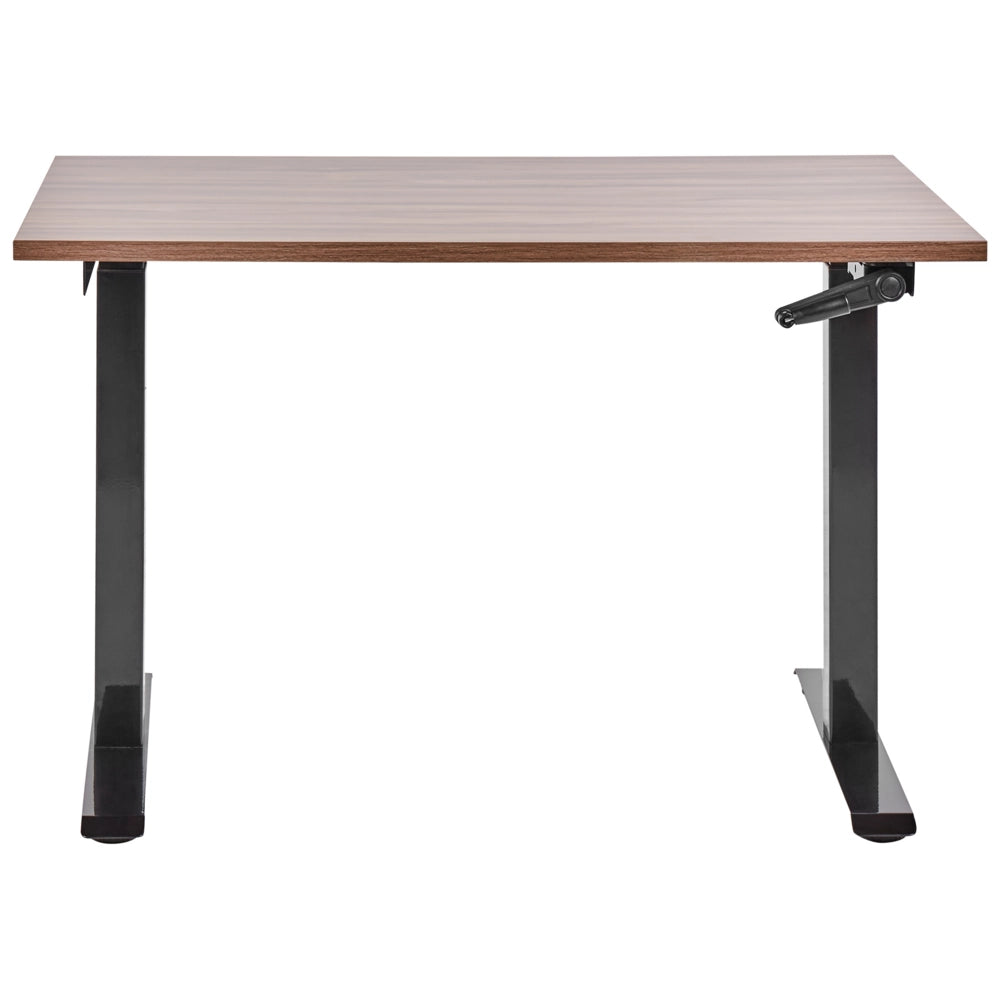 Scrivania regolabile manualmente in altezza Piano del tavolo legno chiaro Telaio in acciaio nero 120 x 72 cm Piedi quadrati Design moderno Ufficio