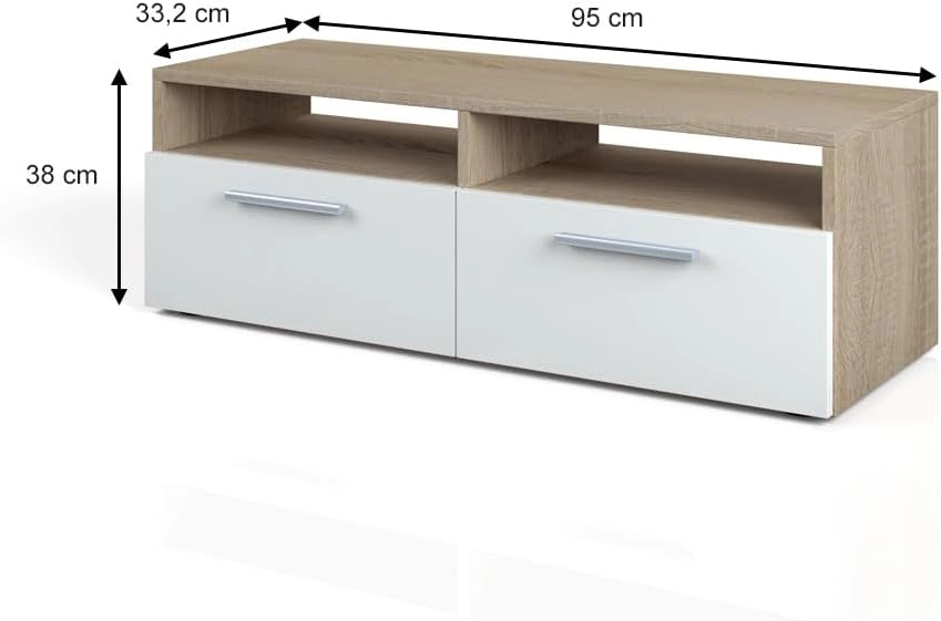 Mobile tv Diego, Sonoma, 95 x 38 cm, adatto come supporto TV con ripiani aperti