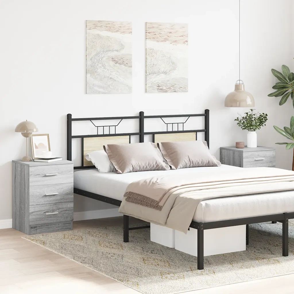 Set di 2 Comodini | Armadio da Notte | Mobiletto da notte Grigio Sonoma 38x35x56 cm in Legno Multistrato
