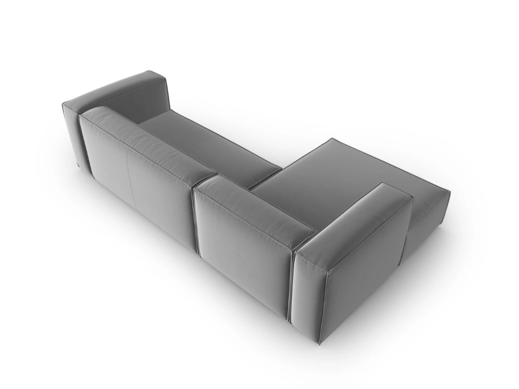 Cosmopolitan Design - Divano angolare sinistro "Mackay" 4 posti in velluto grigio chiaro 