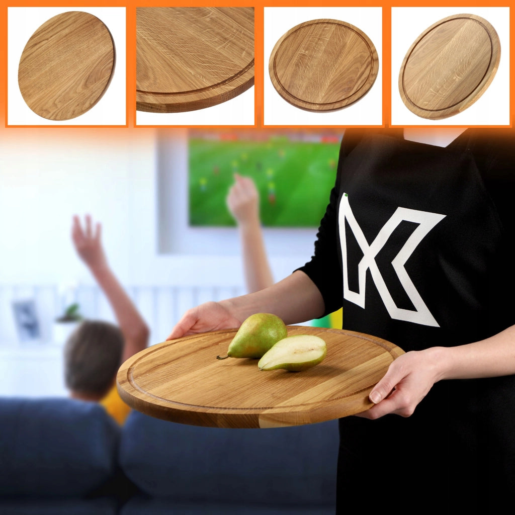 Vassoio da portata KADAX per snack, formaggi, pizze, piatto in legno, rotondo, 40 cm