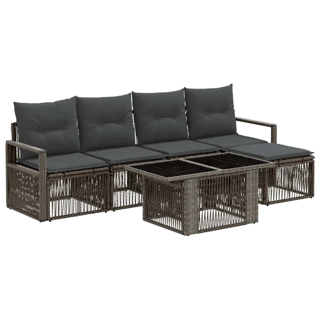 Set Divano da Giardino 6 pz Grigio e Grigio Scuro polyrattan 3437090