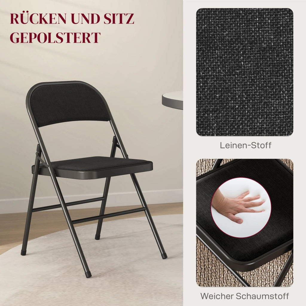 Sedia pieghevole ¨C Zephmum ¨C Nero, metallo, tessuto effetto lino