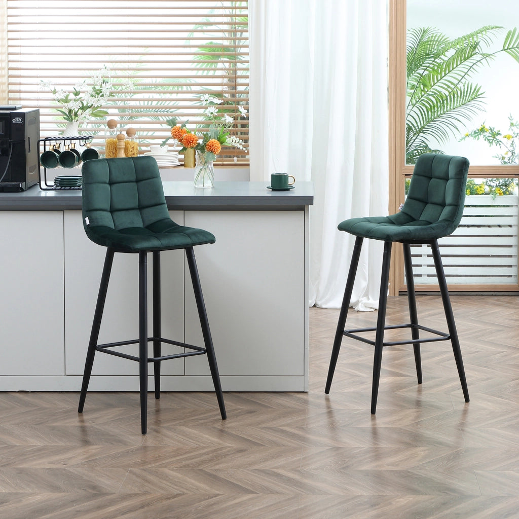 Set 2 sgabelli da bar ¨C zephmum ¨C verde, metallo, imbottiti, 42x55x103 cm