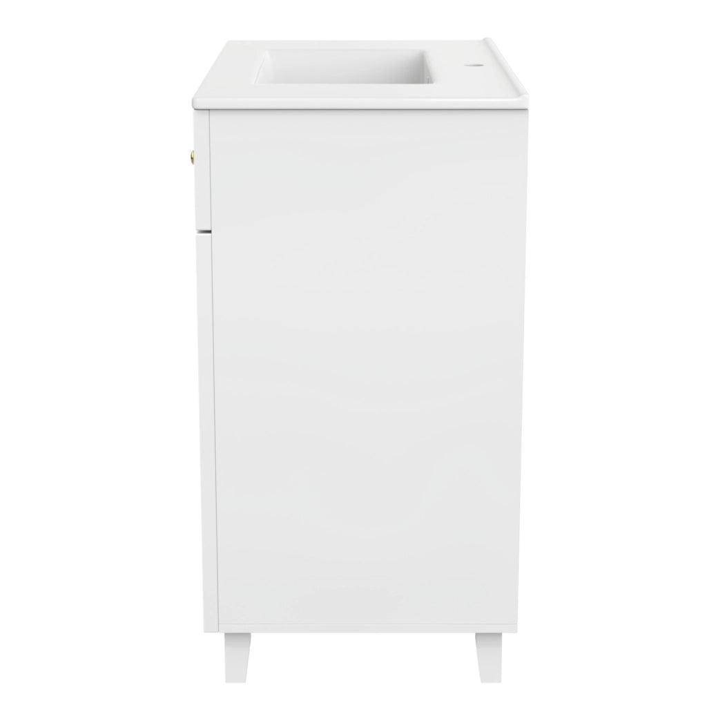 Mobile lavabo da bagno con lavabo in ceramica e gambe in legno