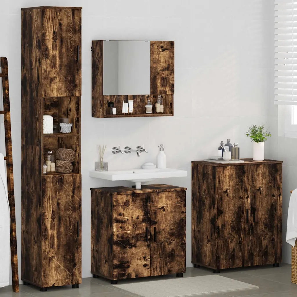 Set di mobili per il bagno Montaggio a parete 4 pcs Rovere fumé 3393008