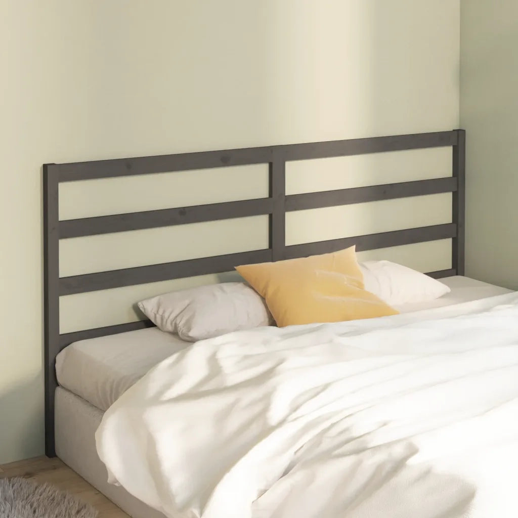 Testiera | Testata per Letto Grigia 206x4x100cm in Legno Massello di Pino