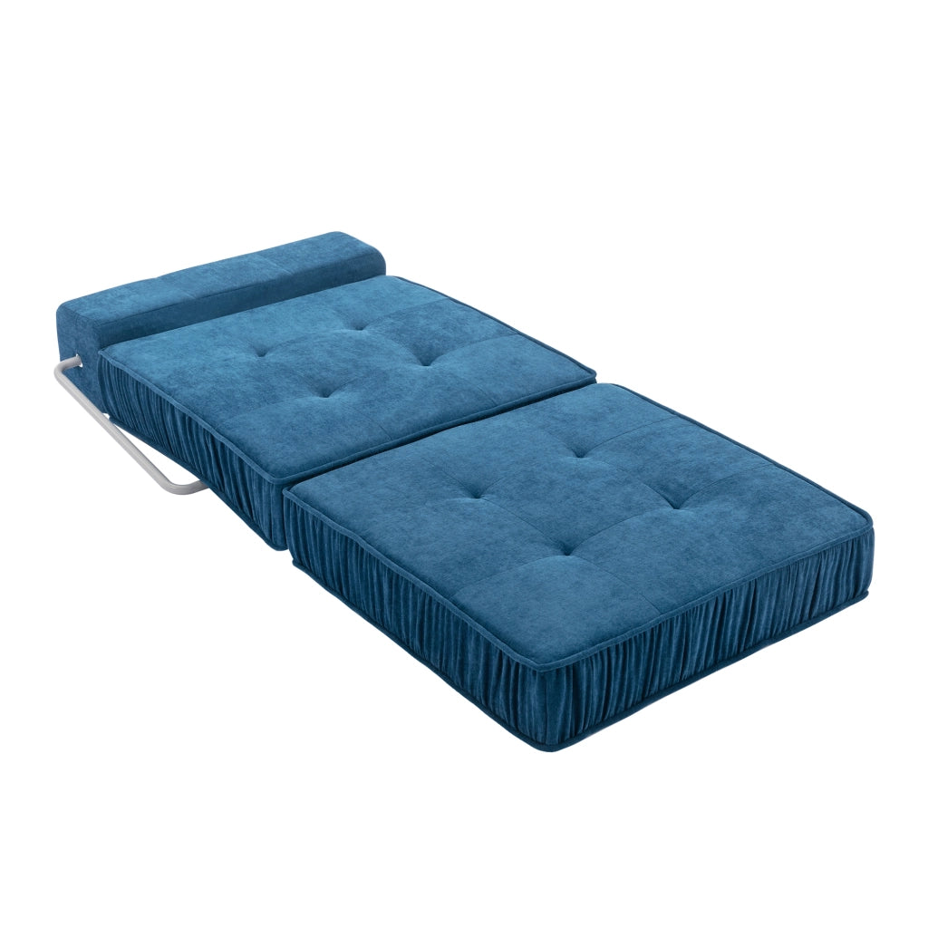 Divano letto modulare con schiuma ad alta densità e base a molle, seduta versatile in chenille blu per soggiorno