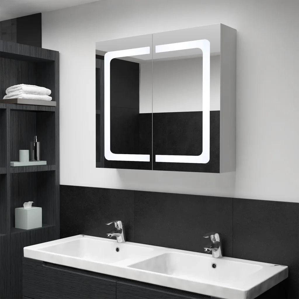 Armadietto Bagno | Armadio da bagno con Specchio e LED 80x12,2x68 cm