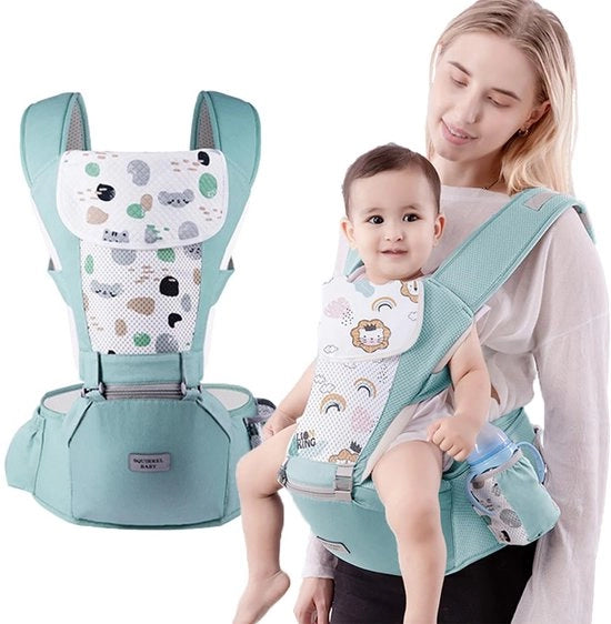 Borsa da Caricatore Ergonomica con Sella in Pelle di Canguro e Tasca di Stoccaggio – Peso 7-25 kg – Fatto di Cotone Puro – Sostenibile e Leggero
