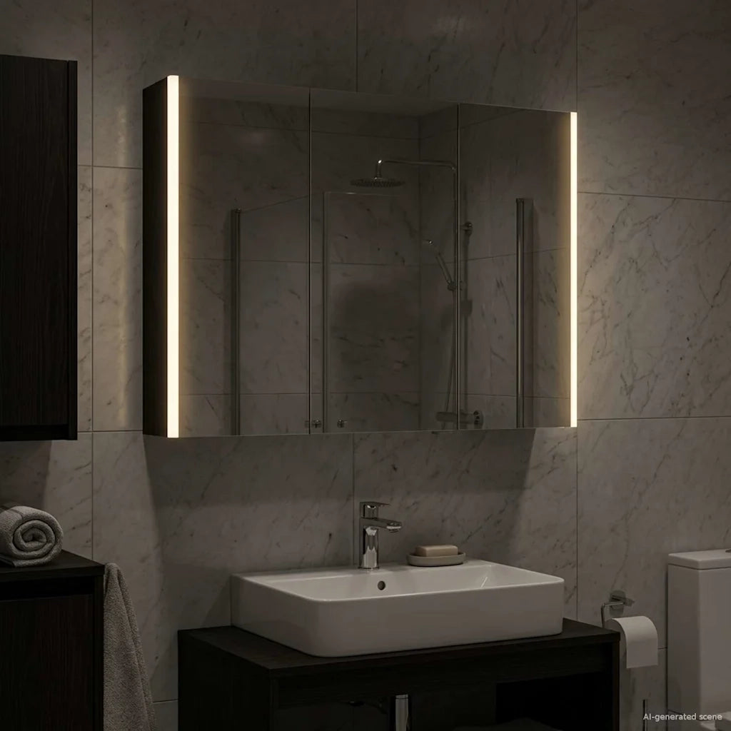 Mobiletto per specchio da bagno Rovere Nero