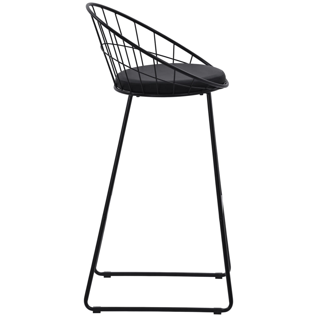 Set di 2 sgabelli da bar 75cm in metallo nero e cuscino nero ALEX