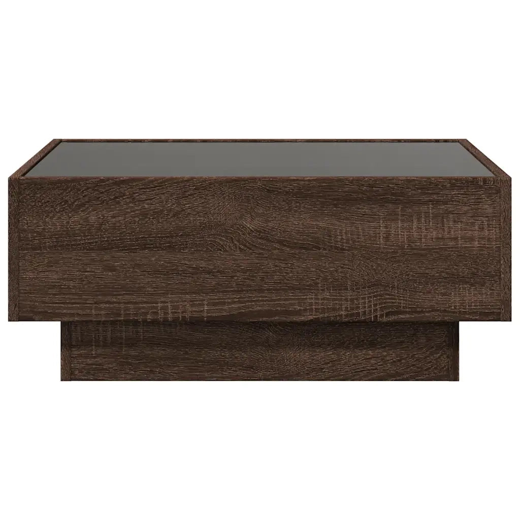 Tavolino salotto | Tavolino da caff¨¨ | Tavolino da Soggiorno con LED Rovere Marrone 70x50x30 cm Multistrato