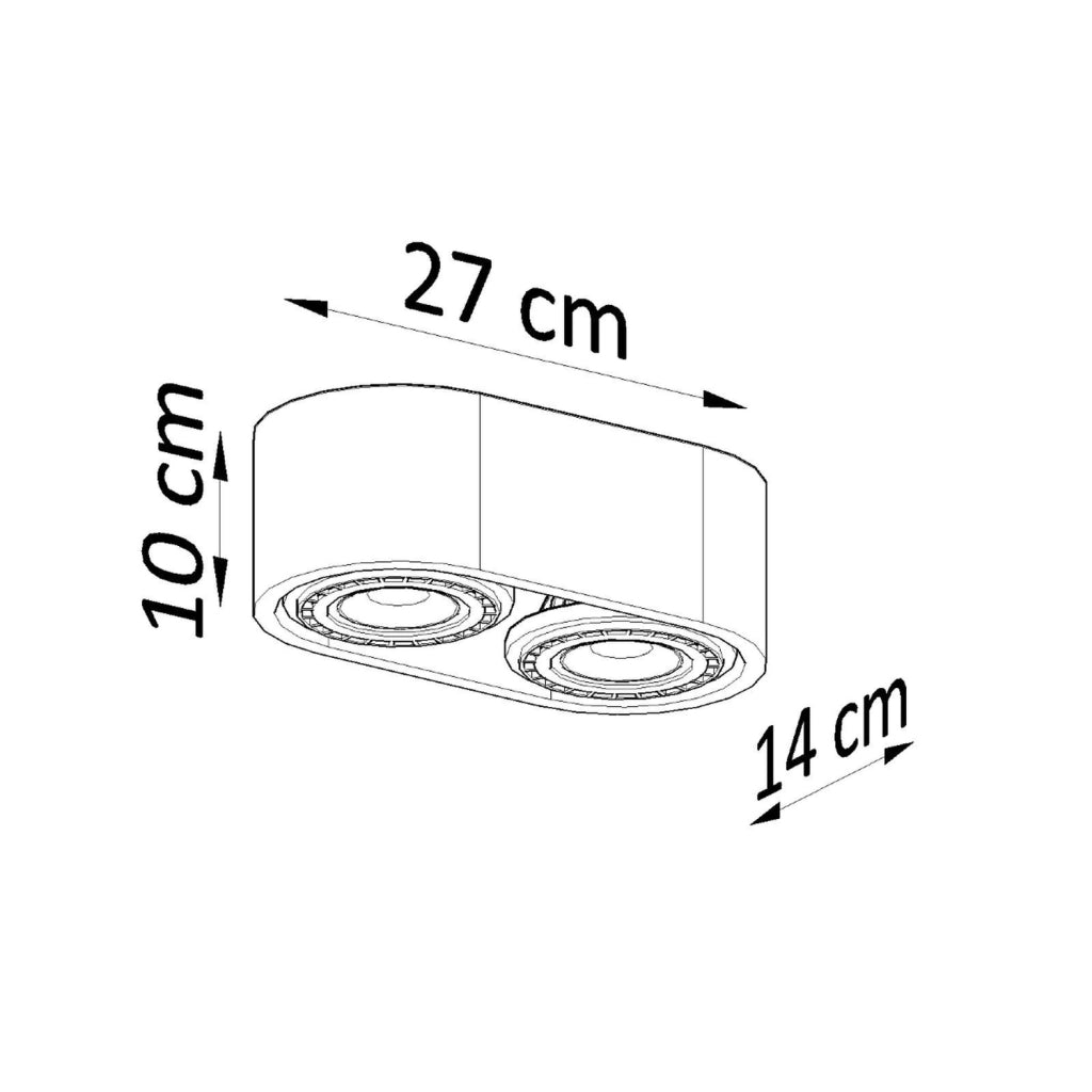 Faretto soffitto legno chiaro ovale doppio 2xGU10 10W