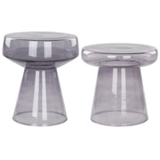 Set di 2 Tavoli da caffè in vetro trasparente grigio moderno di forma ovale design moderno contemporaneo