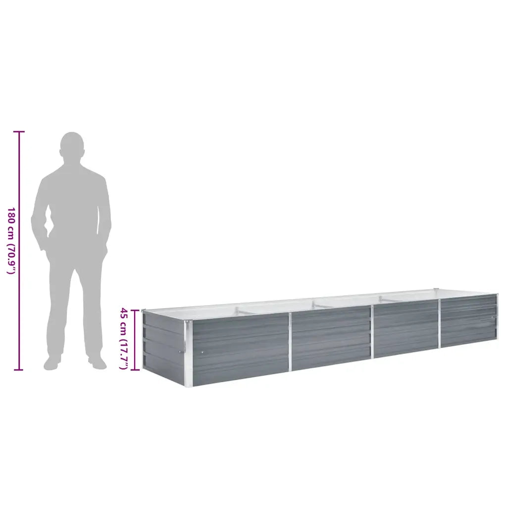 Fioriere | Cassetta per fiori | Letto Rialzato Giardino in Acciaio Zincato 320x80x45 cm Grigio