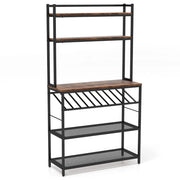 Mensola da cucina con piano di lavoro 90 x 35 x 165 cm spazio per 10 bottiglie di vino stile industriale legno marrone rustico 20_0020779