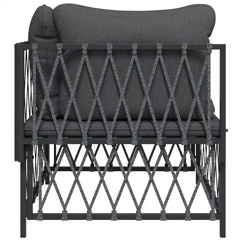 Divano Angolare Giardino Cuscini-Sofa da Giardino-Divanetto da esterno Antracite Tessuto Intrecciato