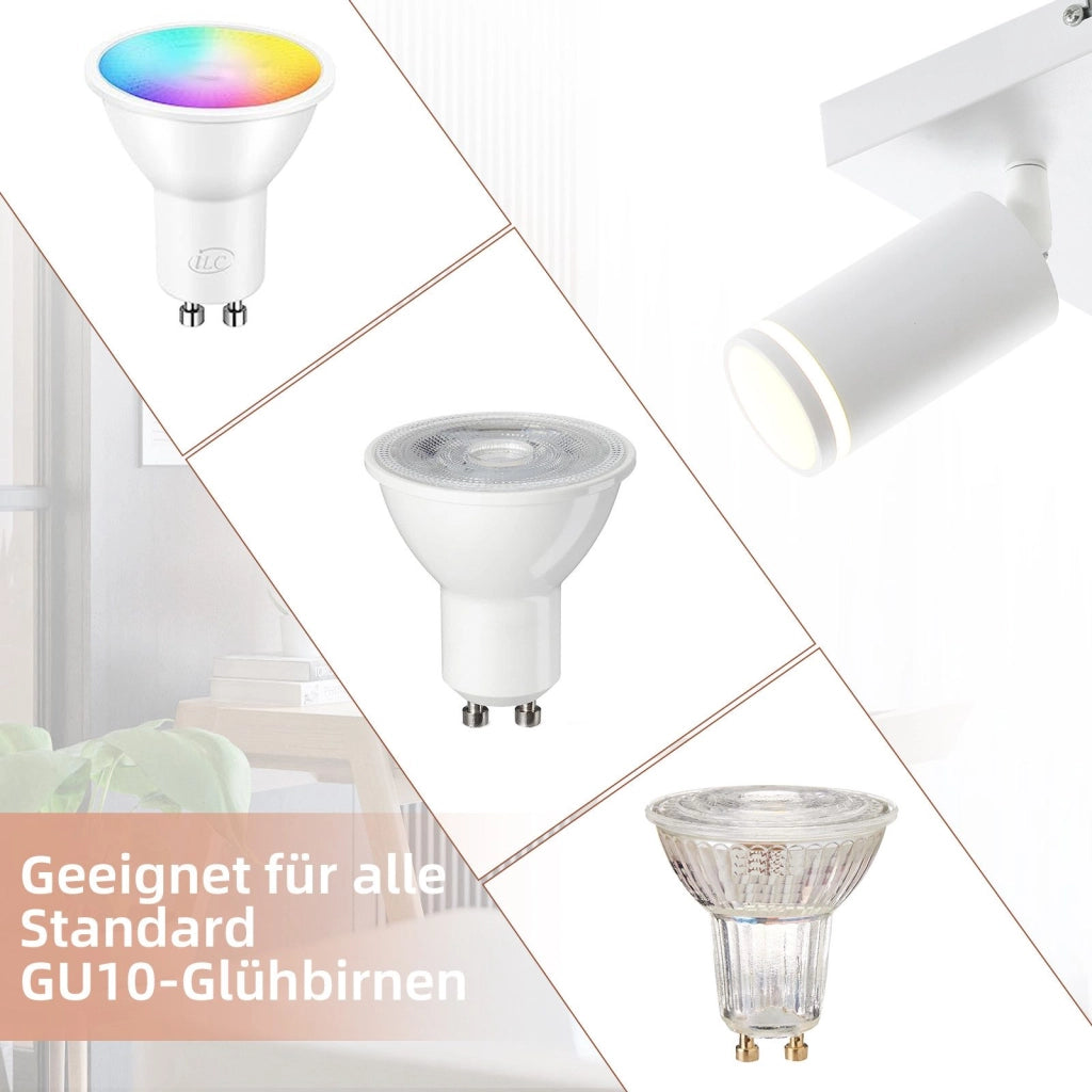 ZMH Faretto da soffitto bianco 4 lampadine faretto moderno GU10 orientabile per interni in metallo
