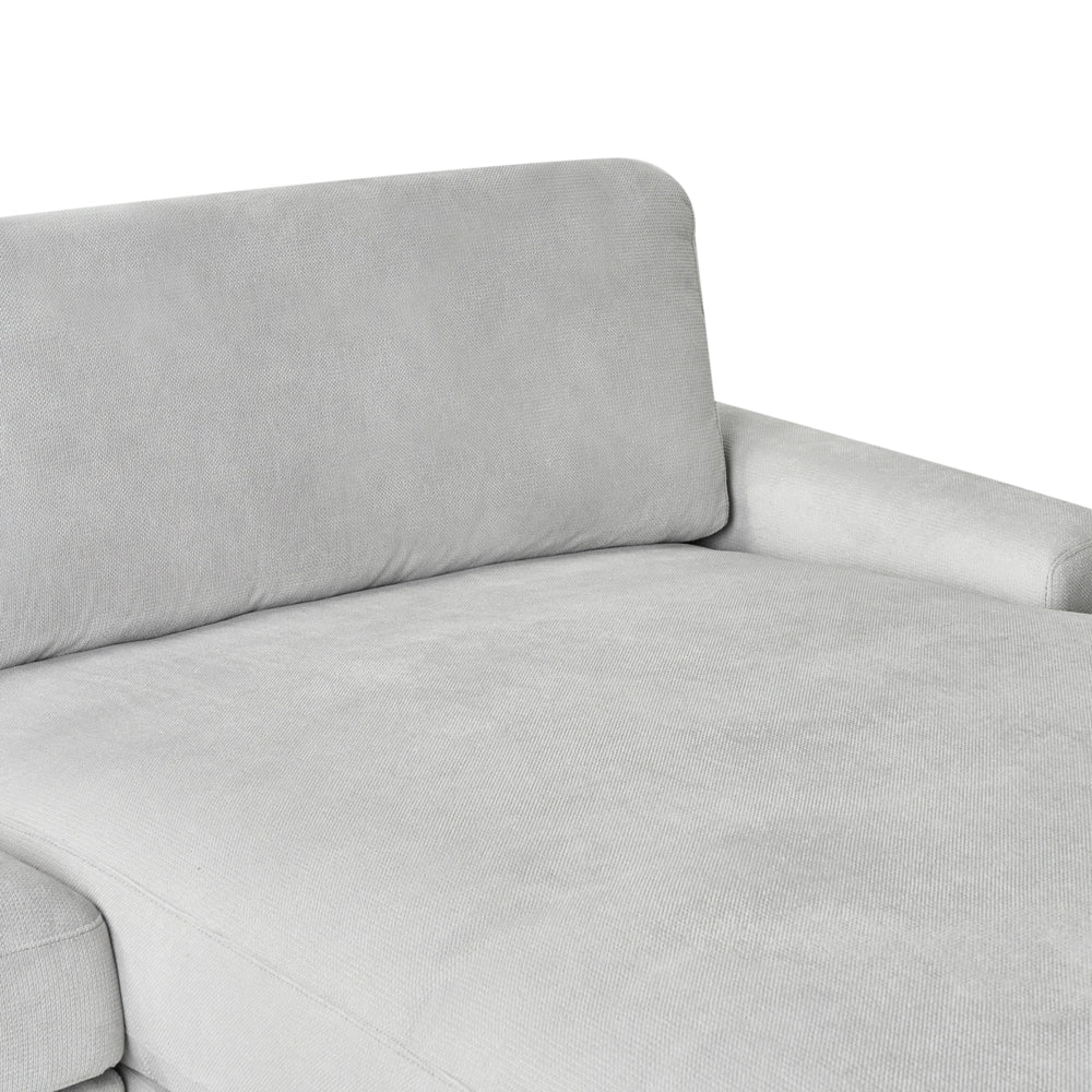 Divano angolare a sinistra in tessuto di ciniglia grigio chiaro Poliestere Metallo Gambe nere 190 x 272 x 83 cm Schienale imbottito e rifinito 3 posti a L Soggiorno in stile moderno