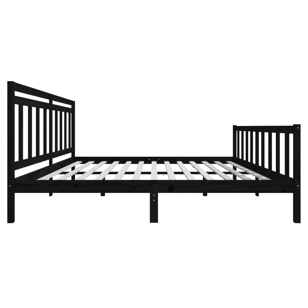 Giroletto-Struttura Letto Nero in Legno Massello 200x200 cm 864657