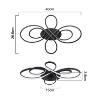 ZMH Lampada da soffitto plafoniera LED moderna nera 40cm 30W 3000K bianco caldo