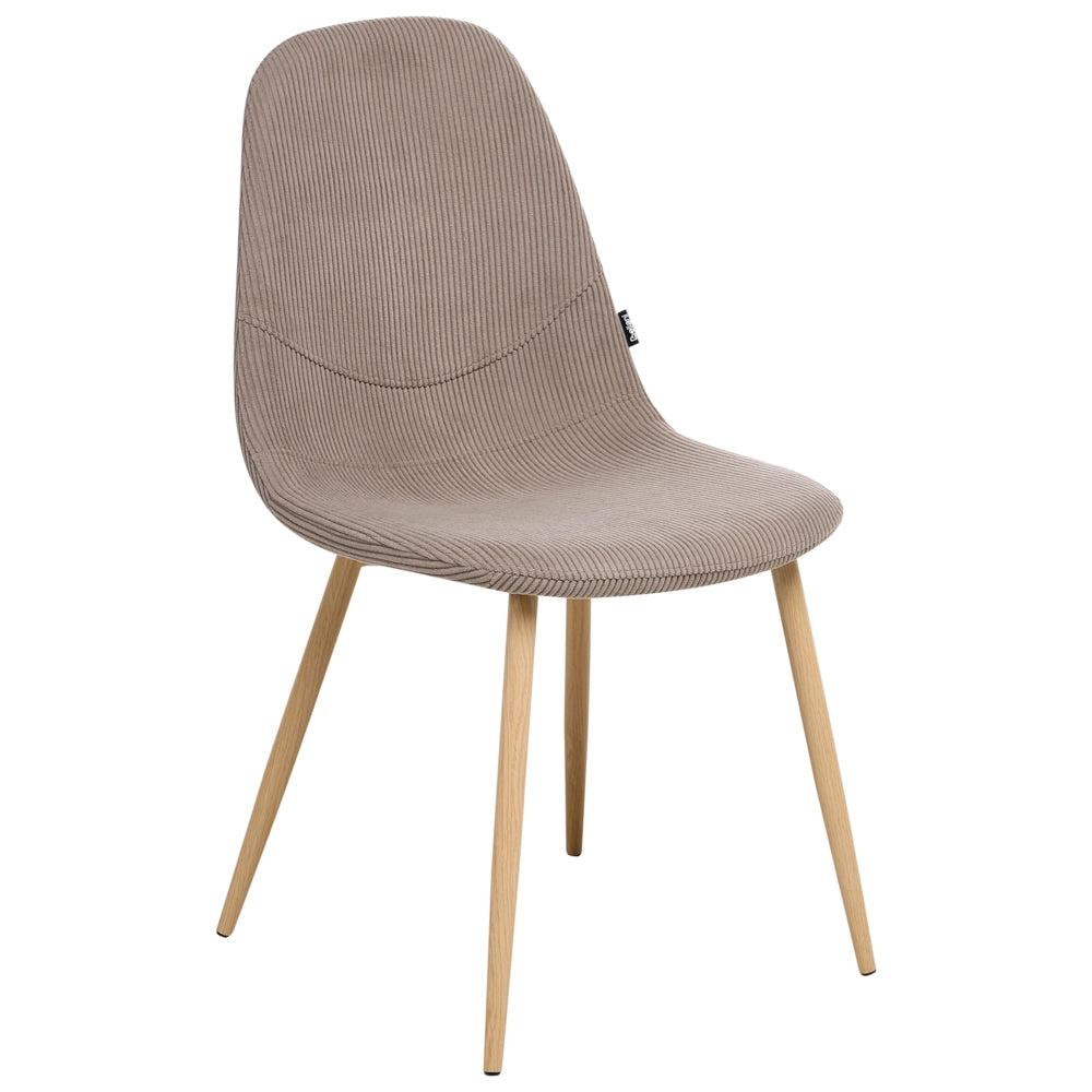 Set di 2 sedie da pranzo Struttura in tessuto tortora Seduta in velluto a coste Design moderno senza braccioli