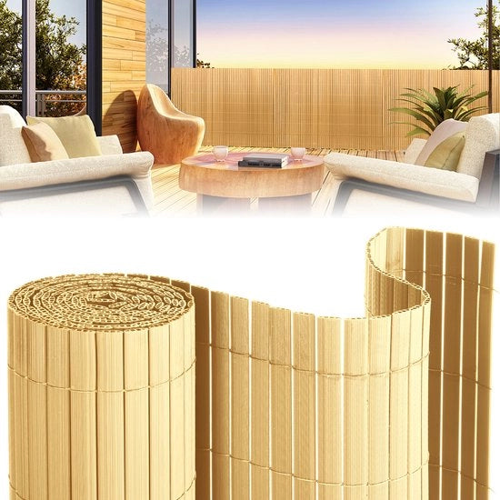 Pannelli di schermo per giardino in PVC da 1x4m per la privacy - separazione per giardino e schermo per balcone - colore bambù - 1x4m