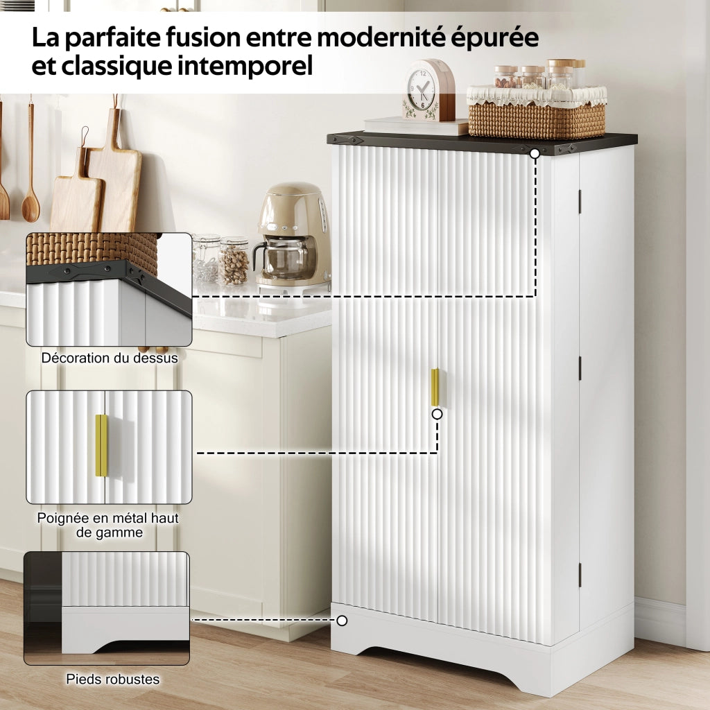 Colonna da cucina con 2 ante; ripiani regolabili e LED - per cucina - in MDF - 120×60.5×40 cm - bianco
