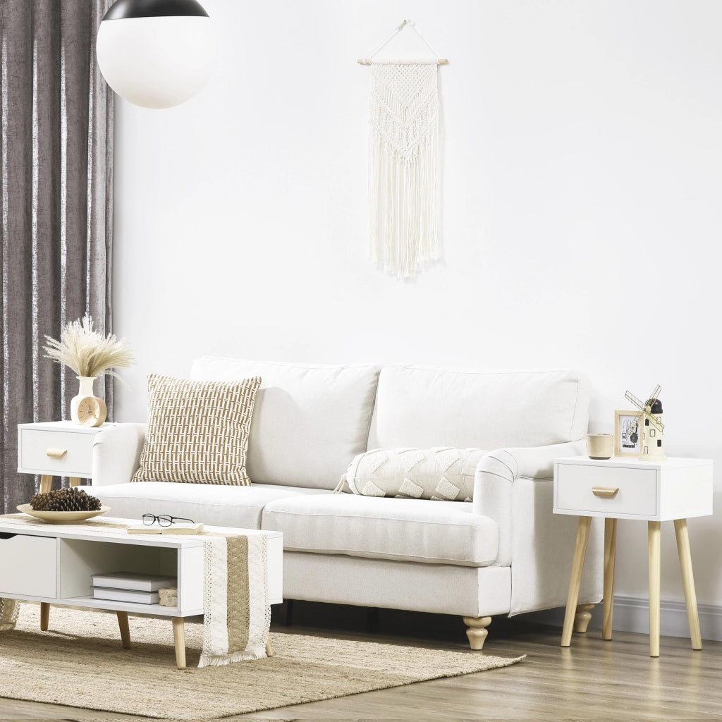 Comodino con Cassetto ¨C Zephmum ¨C Legno 40.5x30.5x60 cm Bianco