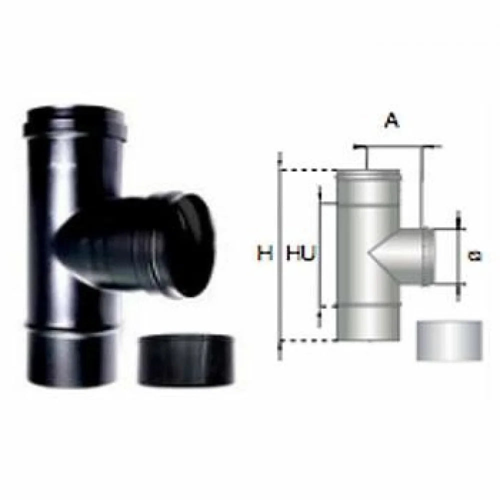 Raccordo tee f/m m inox nero d.0 80