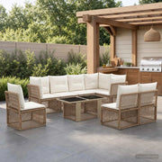 Set Divano da Giardino 9 pz Beige polyrattan 3436479