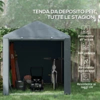 Capanno Porta Attrezzi e Tenda Garage per Bici e Moto con Copertura Anti-UV, 1.6x2m, Grigio Scuro