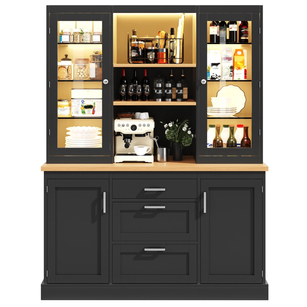 Mobile Cucina con LED Smart ¨C Xylo ¨C Nero/Bianco/Verde, 3 Cassetti, 185x140x40