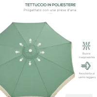Ombrellone da Giardino a Manovella Inclinabile e Palo a 2 Sezioni, Poliestere e Metallo, 2.6x2.4 m, Verde