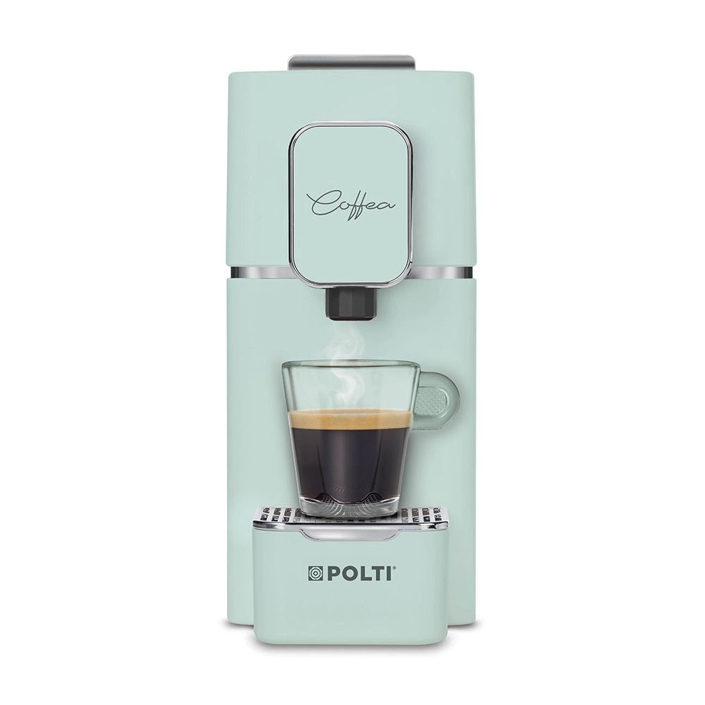 Polti coffea s15 macchina per caffè espresso a cialde, pratica elegante e compatta, colore verde, temperatura caffè regolabile