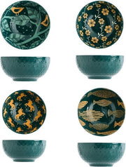 Insalata e Cibo da Tavola per 4 Persone con Decorazioni in Ceramica per Soups Desserts Insalate di Frutta Pasta - 114 cm - 25 ml - Verde